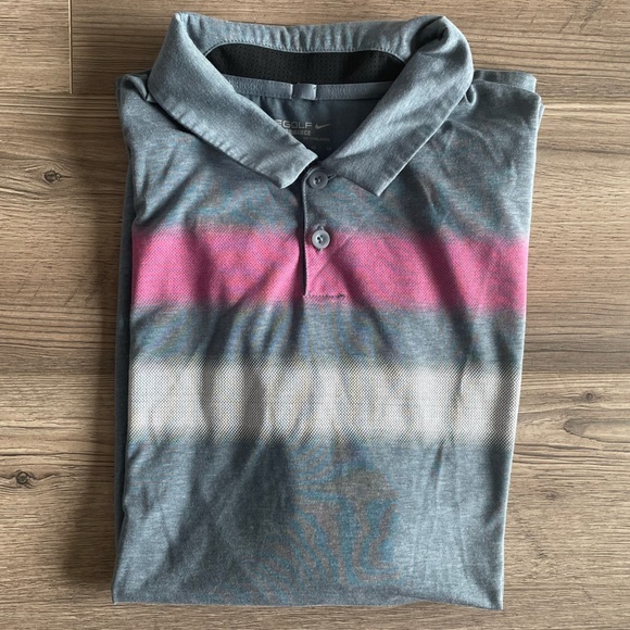 Nike Shirts Nike Tour Performance Golf Shirt Bluegrey With Pink And